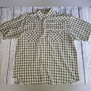 Western Plains Plaid Pearl Snap Shirt Mens Large Short Sleeve